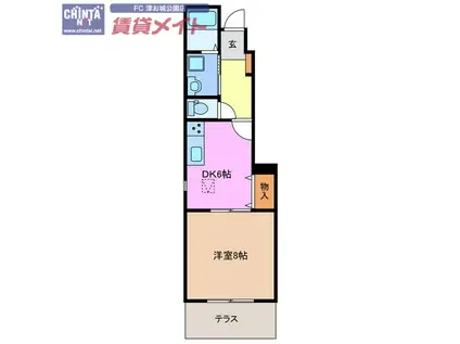 れじでんす なぎさ通 1号館(1DK/1階)の間取り写真