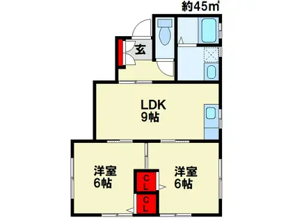 コーポ中山6(2LDK/1階)の間取り写真