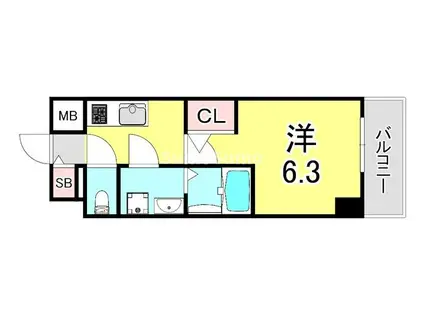 エスリードザ・ランドマーク神戸(1K/9階)の間取り写真