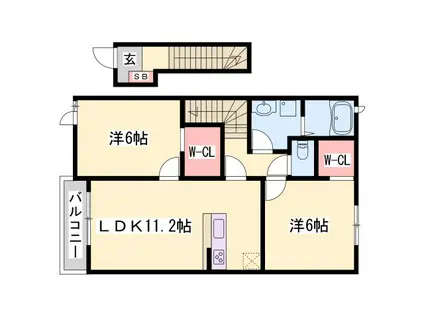 フェニーチェ(2LDK/2階)の間取り写真