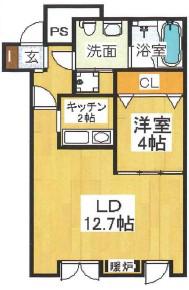 パラシオ御影(1LDK/2階)の間取り写真