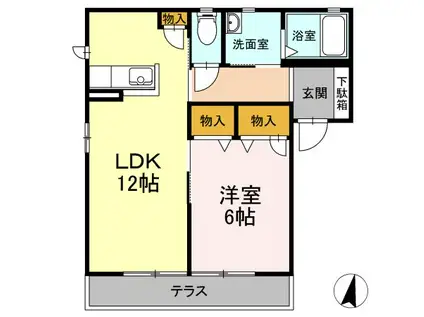 シェモア A(1LDK/1階)の間取り写真