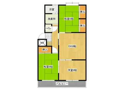 ラフォーレ春日II(3DK/3階)の間取り写真