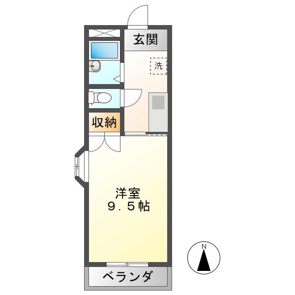 ウッドベル(1K/3階)の間取り写真