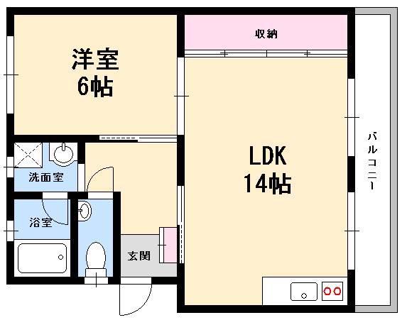 レジデンス市川(1LDK/4階)の間取り写真
