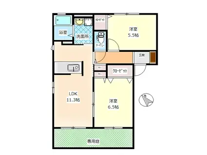 メイフェア D(2LDK/1階)の間取り写真