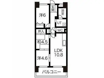 元今泉レジデンス(2LDK/10階)の間取り写真