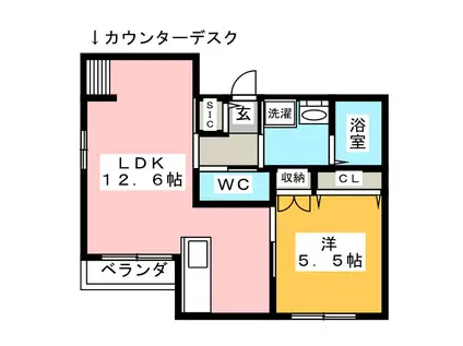 BEAMS COURT(1LDK/2階)の間取り写真