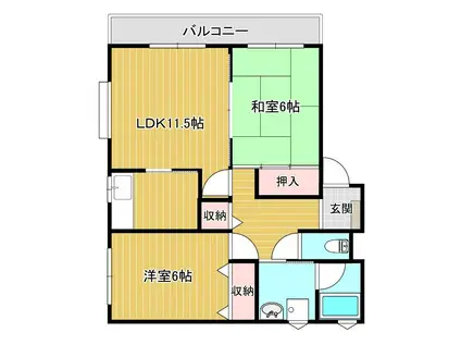 ジュンハイツIII(2LDK/2階)の間取り写真