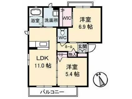 シャーメゾンFOREST(2LDK/3階)の間取り写真