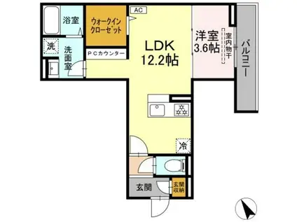 クロエ橋本(1LDK/3階)の間取り写真