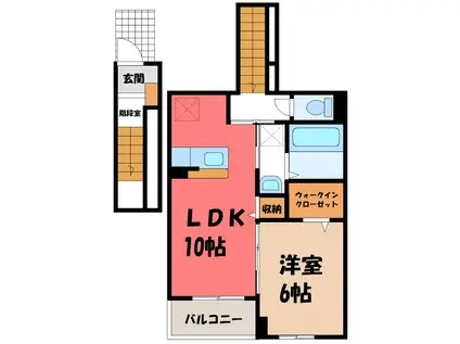 メゾン ミモザV(1LDK/2階)の間取り写真