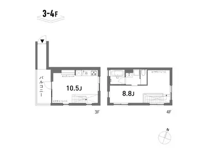 RUELLE(1LDK/3階)の間取り写真