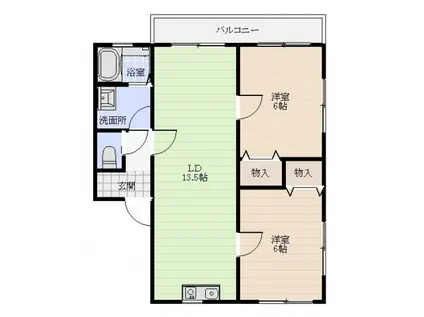 サザンクロス(2LDK/2階)の間取り写真