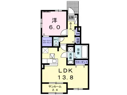 ロイヤルハイツB棟(1LDK/1階)の間取り写真