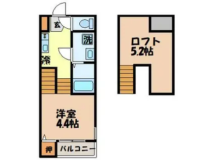 MODERN PALAZZO西栄田SUNNYHILL(1SK/1階)の間取り写真