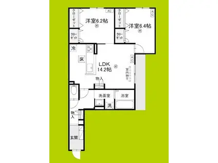 パノフグランデ(2LDK/1階)の間取り写真