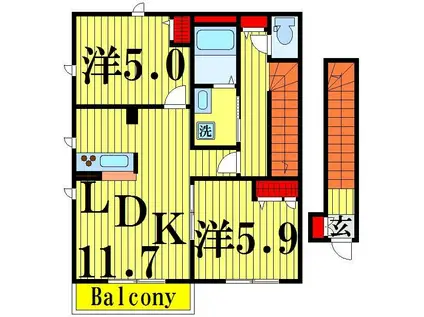 SHA MAISON FELIZ(2LDK/2階)の間取り写真