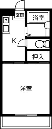 マンション若山(1K/1階)の間取り写真