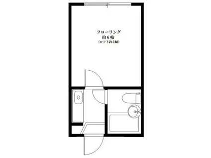 プラザドゥヨツール(1K/2階)の間取り写真