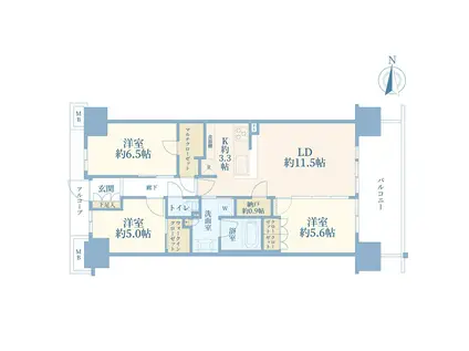 ヴィークステージ多摩センター(3LDK/14階)の間取り写真