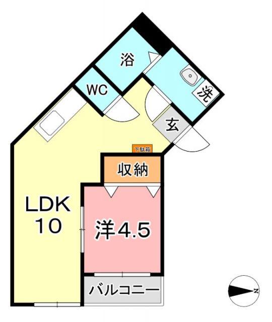 シャレーミーユ(1LDK/2階)の間取り写真