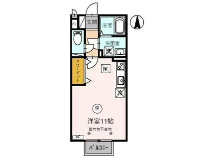 エザンスTH(ワンルーム/1階)の間取り写真