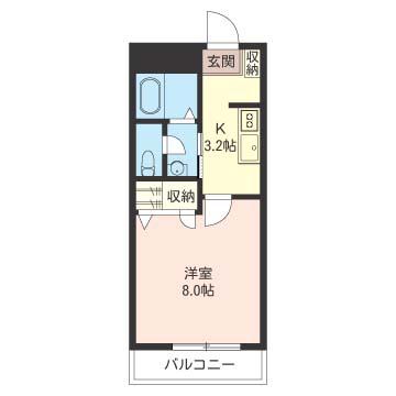 レイクルイーズ(1K/1階)の間取り写真