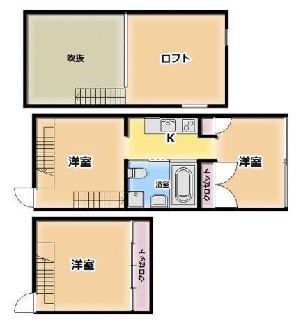 京都みやび(3SK/4階)の間取り写真