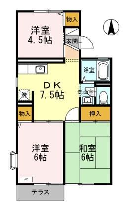 ハイツひまわり(3DK/1階)の間取り写真