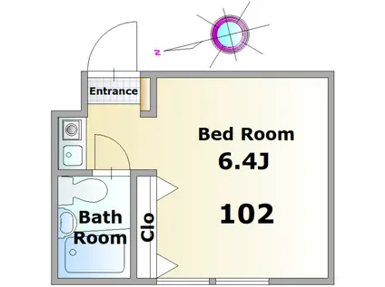 グレイハウス(ワンルーム/1階)の間取り写真