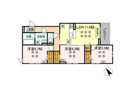 D-KISARIA WII(3LDK/1階)の間取り写真