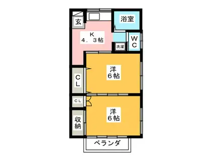 みつるハイツ(2DK/2階)の間取り写真