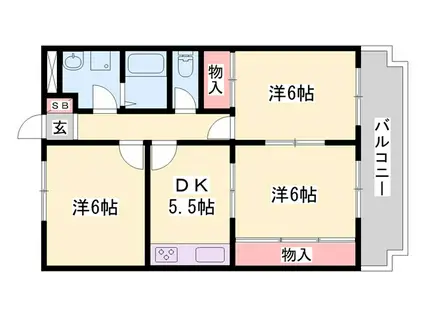 フレッド滝野(3DK/3階)の間取り写真