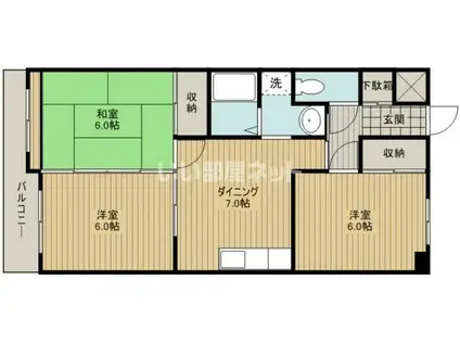 マンションオルフィス(3DK/2階)の間取り写真