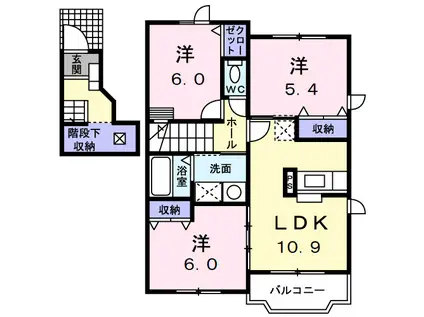 メルヴェイユ(3LDK/2階)の間取り写真