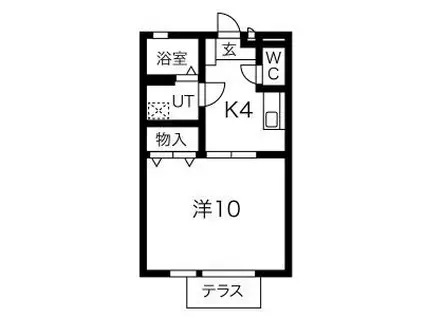 エミネンスB棟(1K/1階)の間取り写真