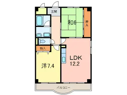 ハイネス岡本(2LDK/3階)の間取り写真