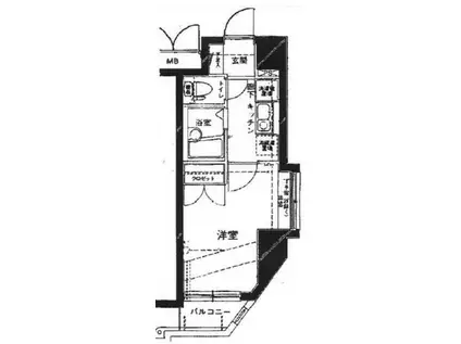 クレアシオン中野北(1K/5階)の間取り写真