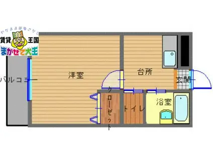 サンフル中園(1K/6階)の間取り写真