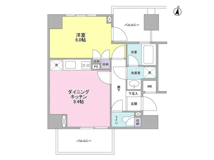 KS新中野(1DK/4階)の間取り写真