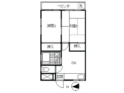丸和コーポ(2DK/3階)の間取り写真