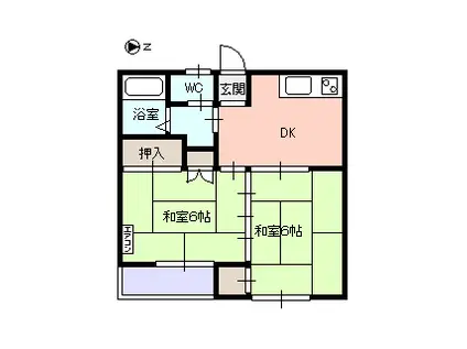 シンシア城西(2DK/2階)の間取り写真