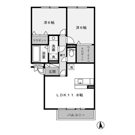 リバーサイド・K(2LDK/3階)の間取り写真