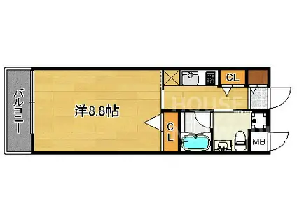 カトルセゾン白川(1K/3階)の間取り写真