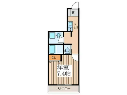 桶川市西1丁目共同(1K/1階)の間取り写真