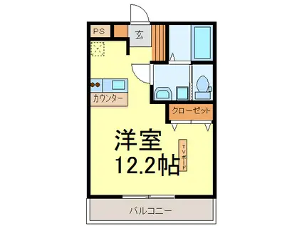 エバー・グリーン(ワンルーム/2階)の間取り写真