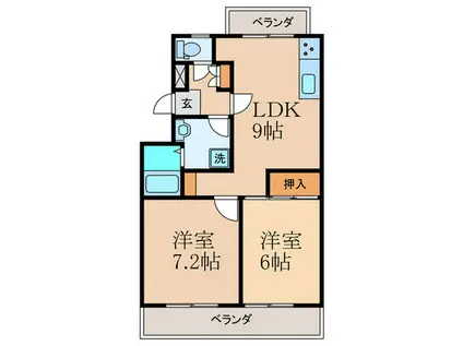 桜町マンション(2LDK/2階)の間取り写真