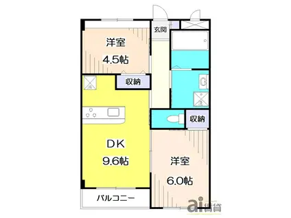 ジングレース(2DK/2階)の間取り写真