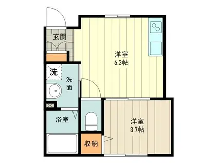 CALMANDO.S(1DK/1階)の間取り写真